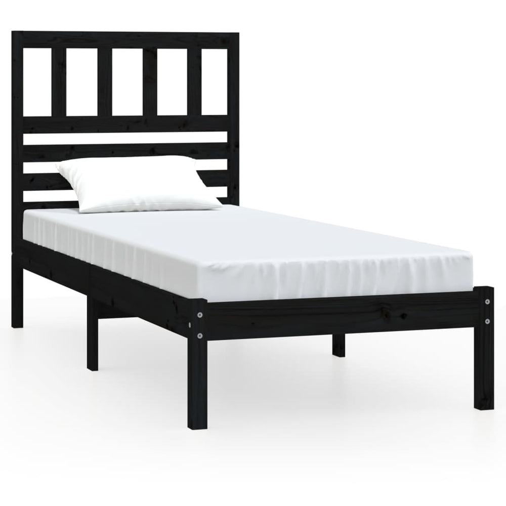 vidaXL Solid Pine Bed Black 100x200 cm
