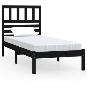 vidaXL Solid Pine Bed Black 100x200 cm