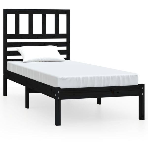 vidaXL Solid Pine Bed Black 100x200 cm