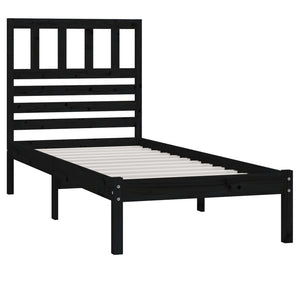 vidaXL Solid Pine Bed Black 100x200 cm