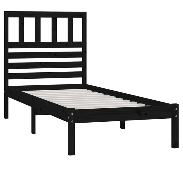 vidaXL Solid Pine Bed Black 100x200 cm