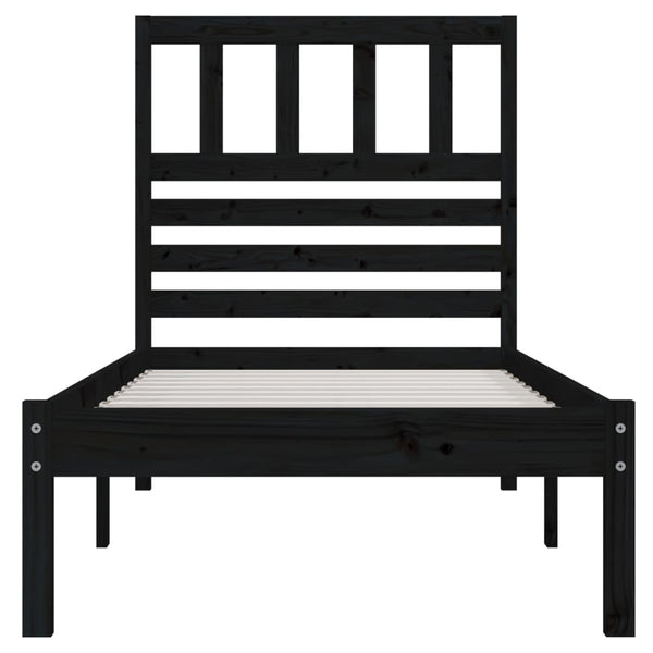 vidaXL Solid Pine Bed Black 100x200 cm