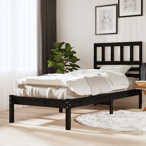 vidaXL Solid Pine Bed Black 100x200 cm