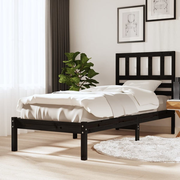 vidaXL Solid Pine Bed Black 100x200 cm