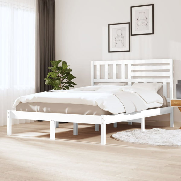 vidaXL Solid Pine Bed White 160x200 cm
