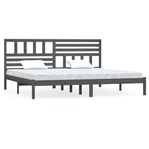 vidaXL Solid Wood Bed Grey Pine 200x200 cm