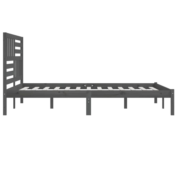 vidaXL Solid Wood Bed Grey Pine 200x200 cm