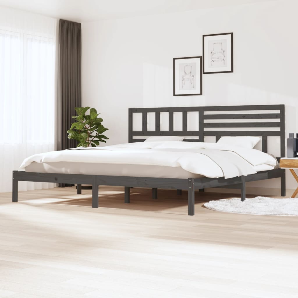 vidaXL Solid Wood Bed Grey Pine 200x200 cm