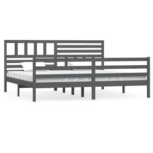 Massivholzbett Grau 200x200 cm
