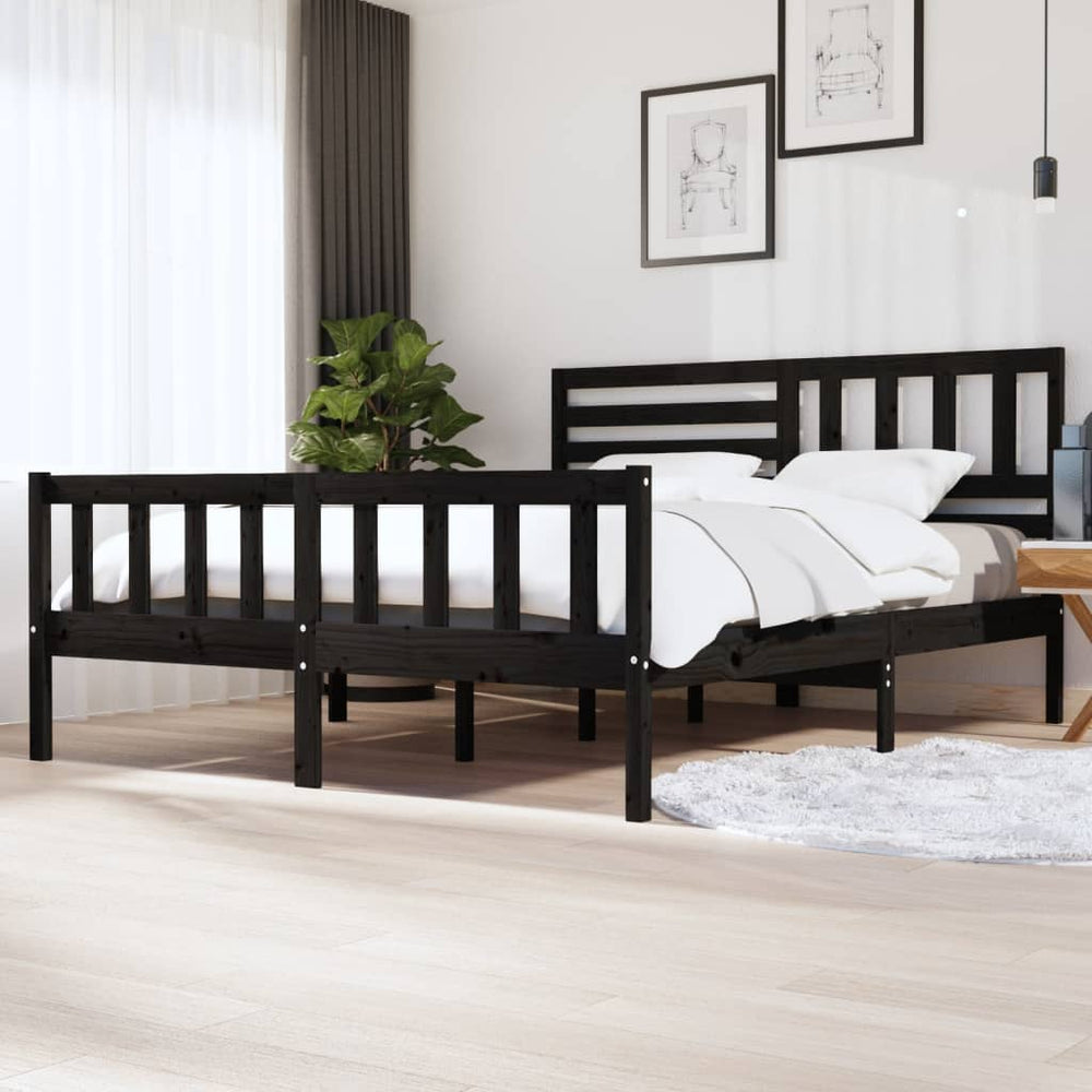 Massivholzbett Schwarz 180x200 cm