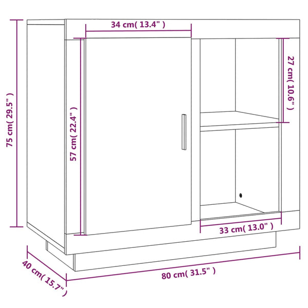 Weißes Sideboard 80x40x75 cm