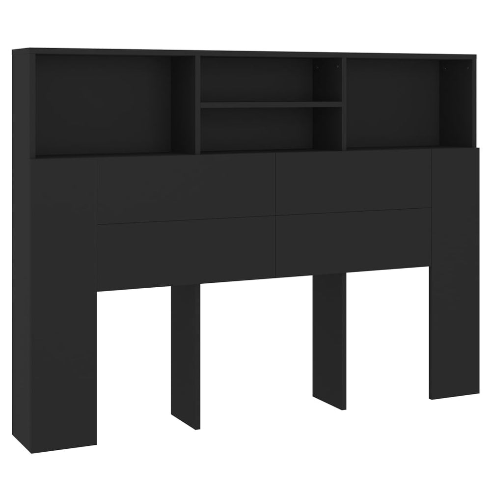 vidaXL Headboard with Storage Black 140x19x103.5 cm