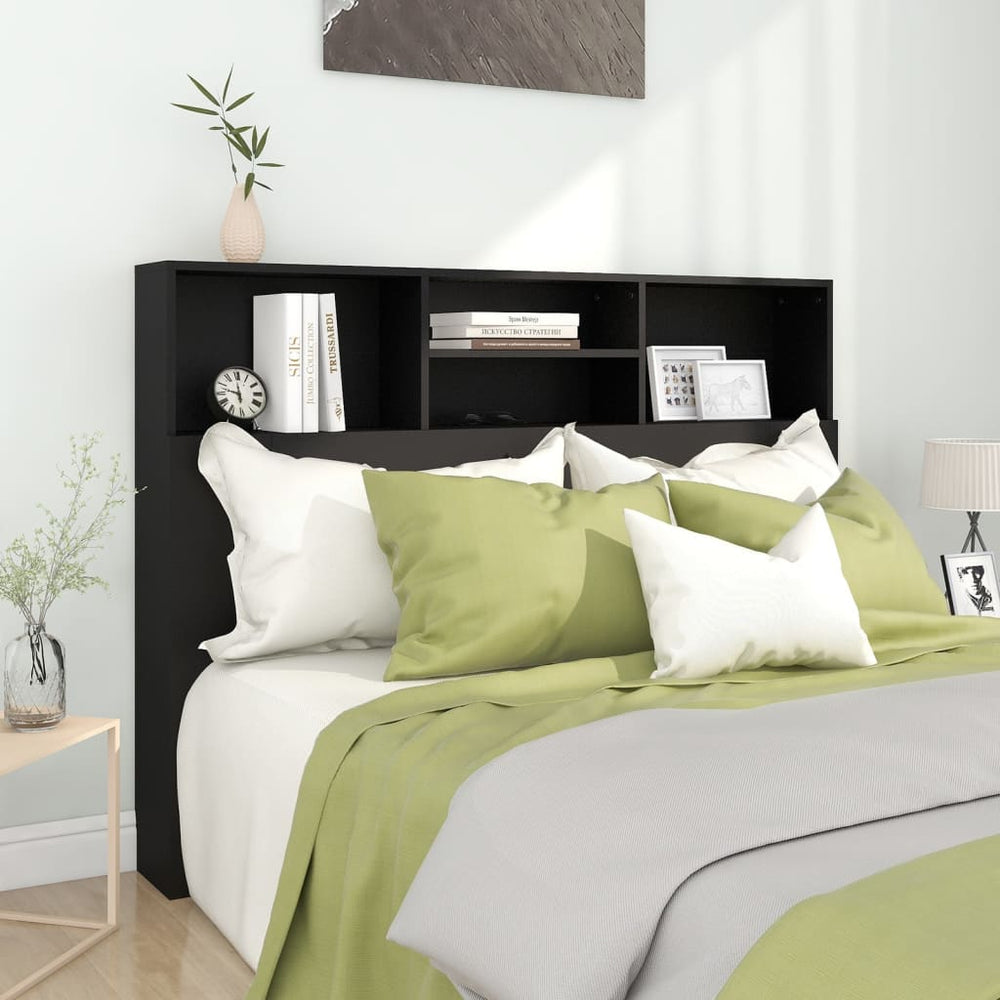 vidaXL Headboard with Storage Black 140x19x103.5 cm