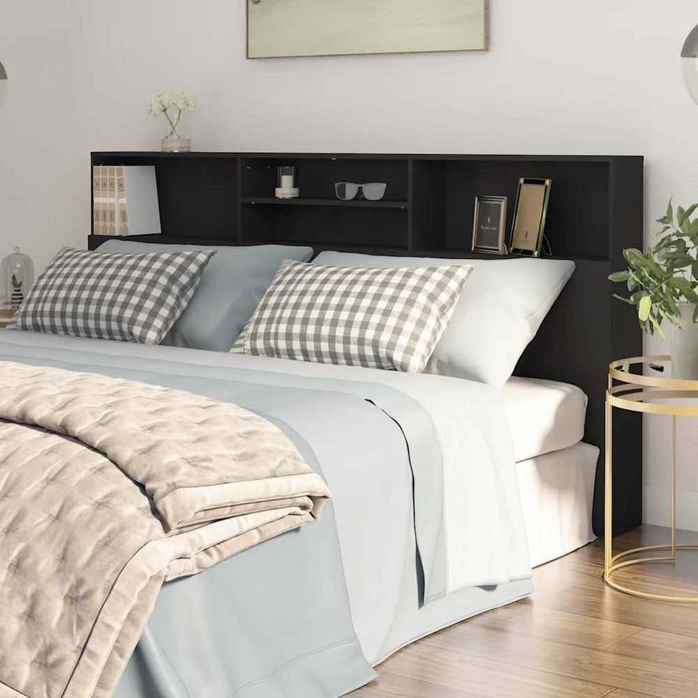 vidaXL Headboard with Storage Black 200x19x103.5 cm