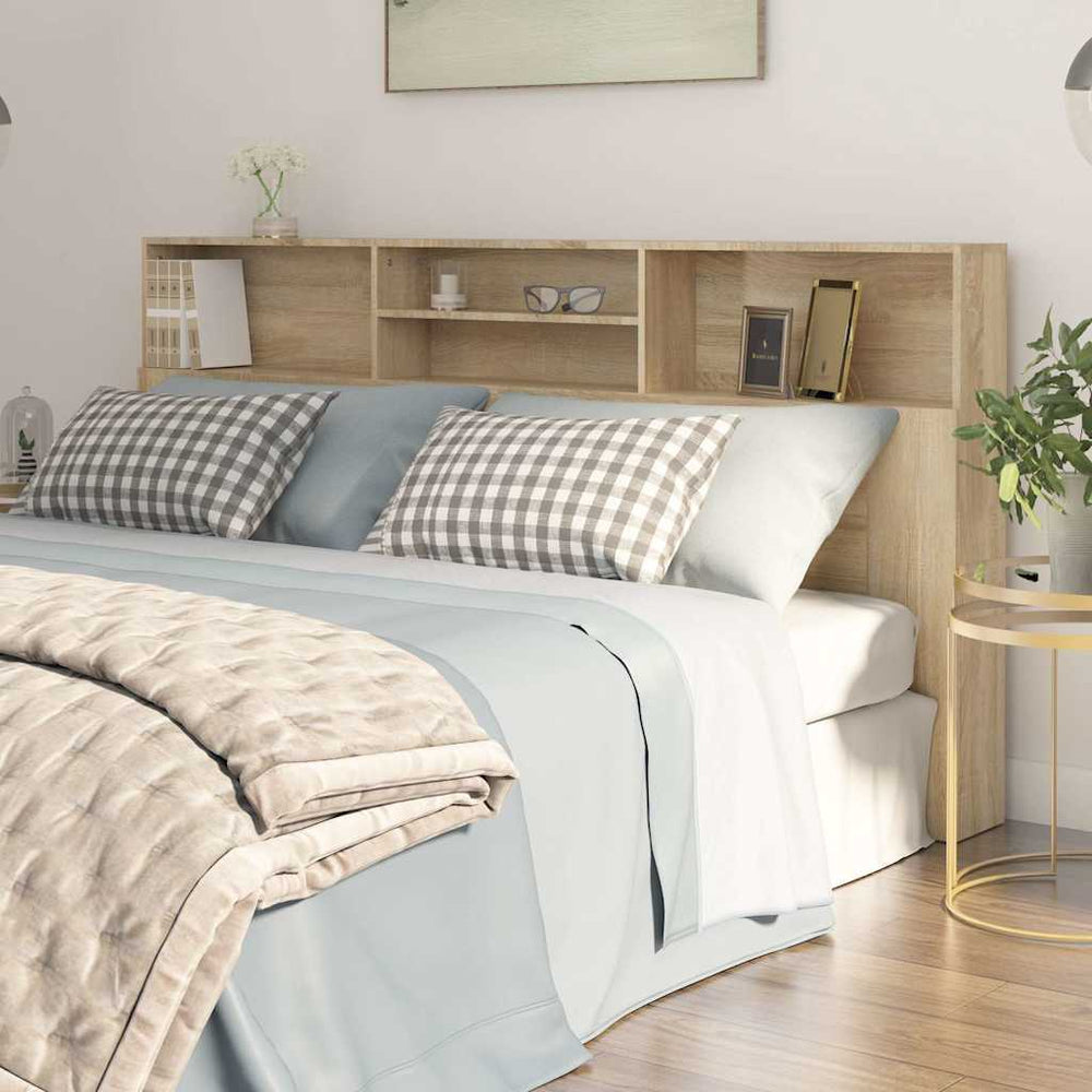 vidaXL Headboard with Storage Sonoma Oak 200x19x103.5 cm