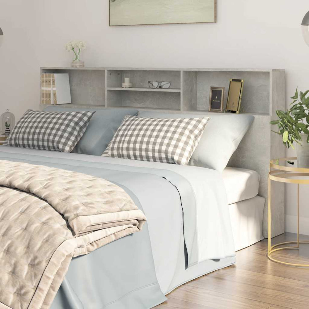 vidaXL Headboard with Storage Concrete Grey 200x19x103.5 cm