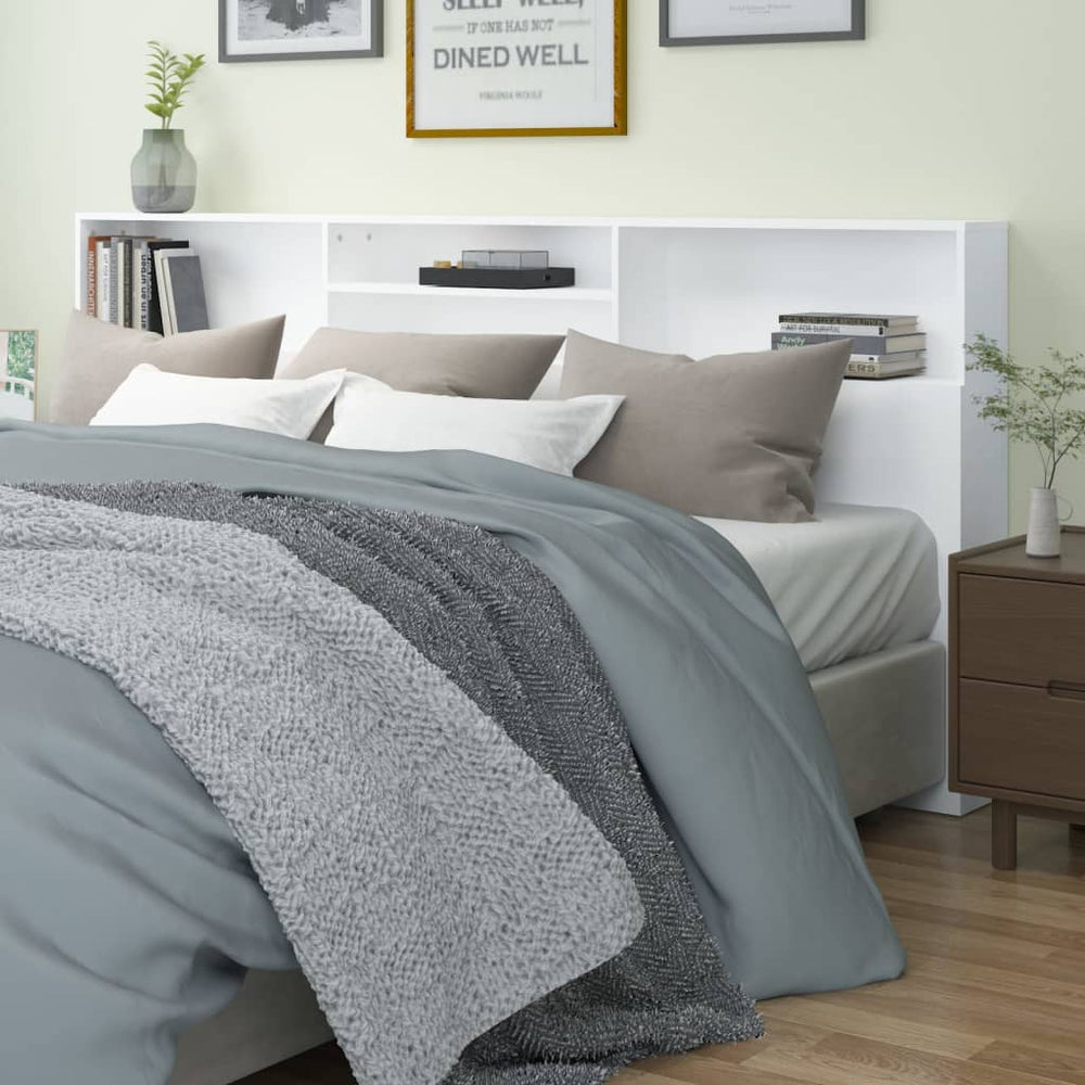 vidaXL Headboard with Storage White 220x19x103.5 cm