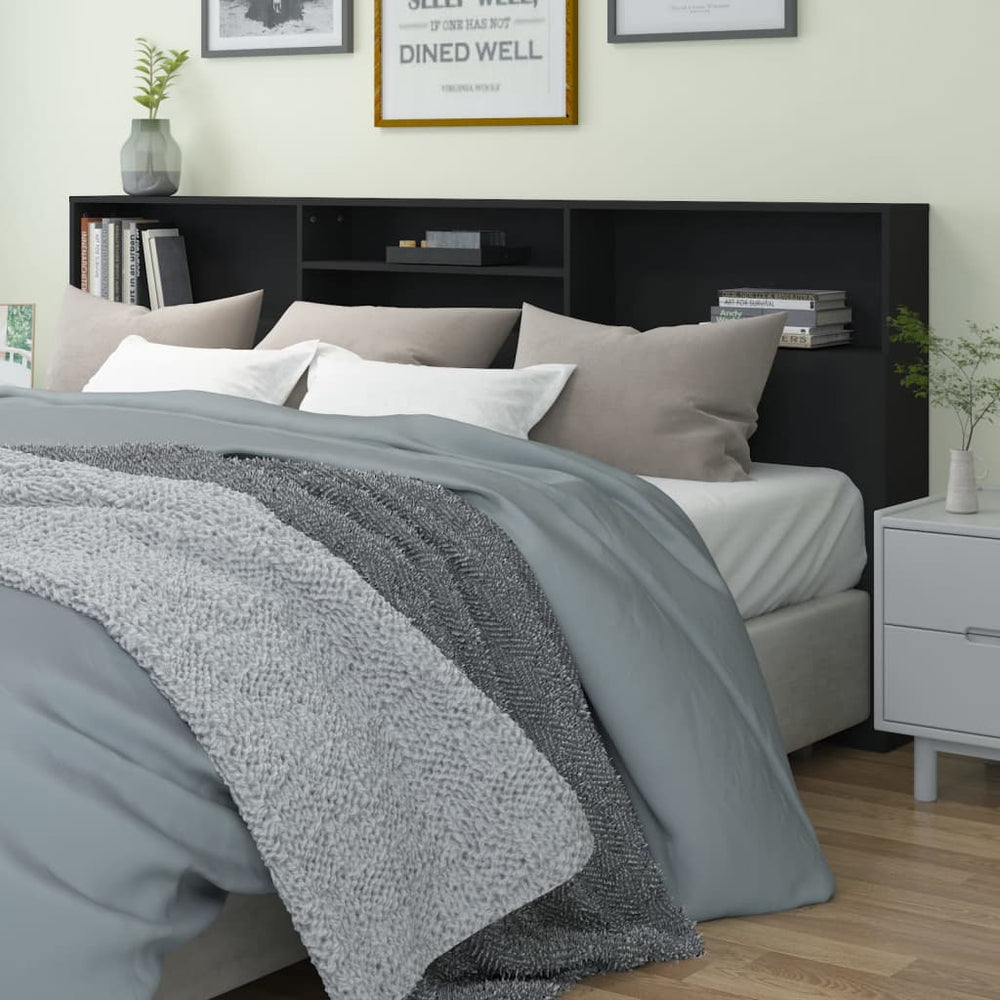 vidaXL Headboard with Storage Black 220x19x103.5 cm