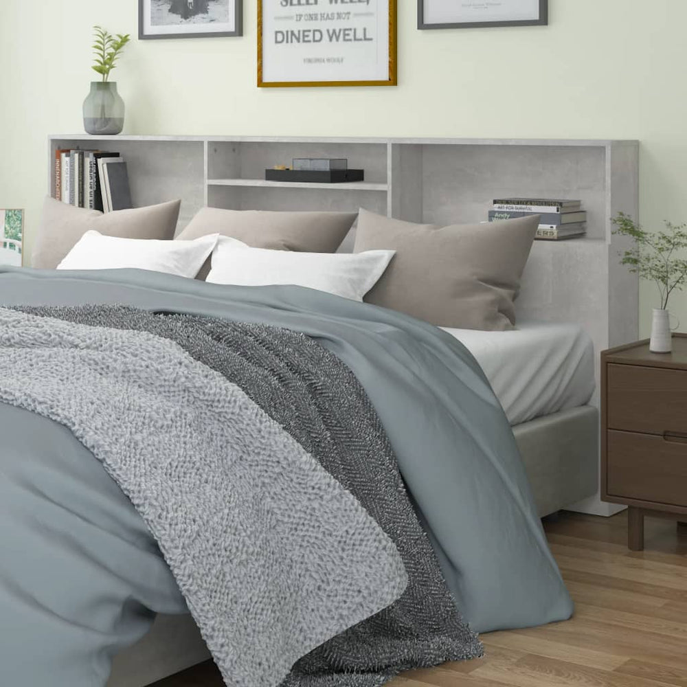 vidaXL Headboard with Storage Concrete Grey 220x19x103.5 cm