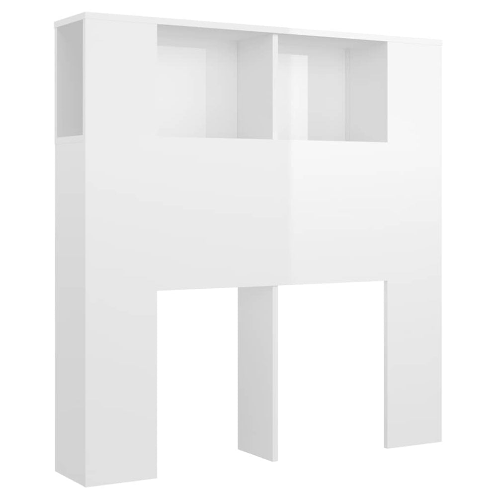 vidaXL Headboard with Storage High Gloss White 100x18.5x102.5 cm