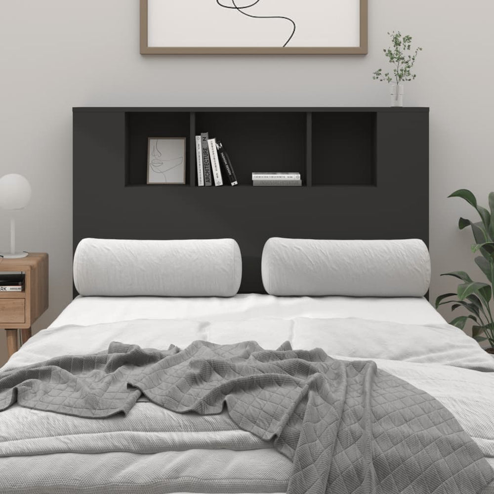 vidaXL Headboard with Storage Black 120x18.5x102.5 cm