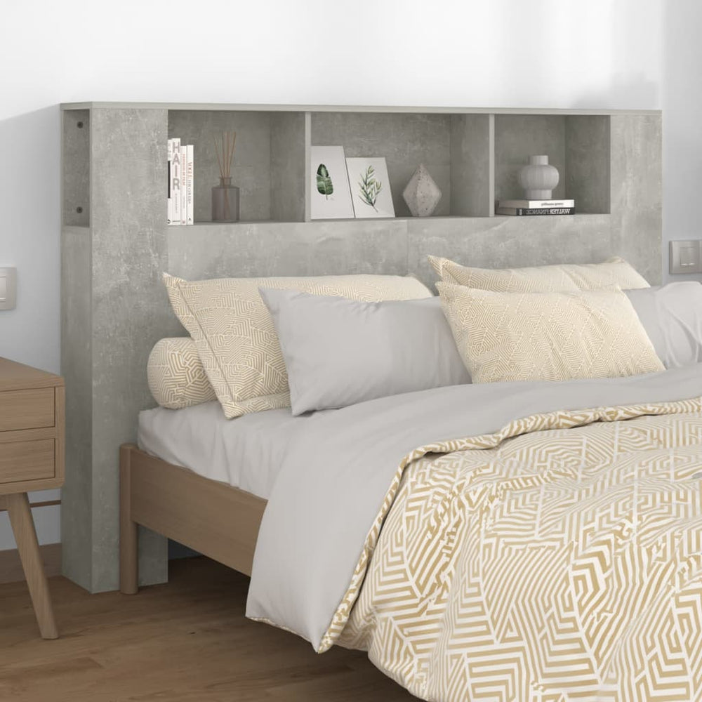 vidaXL Headboard with Storage Concrete Gray 160x18.5x104.5 cm