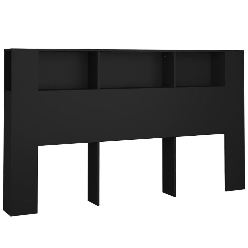 vidaXL Headboard with Storage Black 180x18.5x104.5 cm