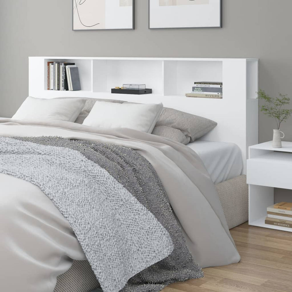 vidaXL Headboard with Storage White 200x18.5x104.5 cm