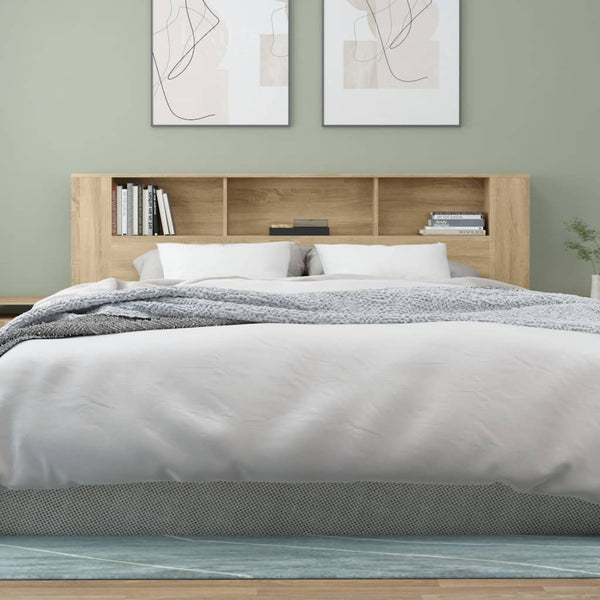 vidaXL Headboard with Storage Sonoma Oak 200x18.5x104.5 cm