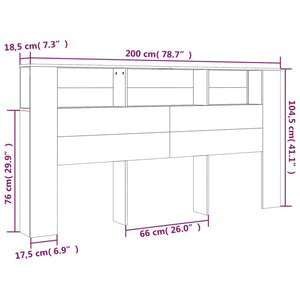 vidaXL Headboard with Storage Sonoma Oak 200x18.5x104.5 cm