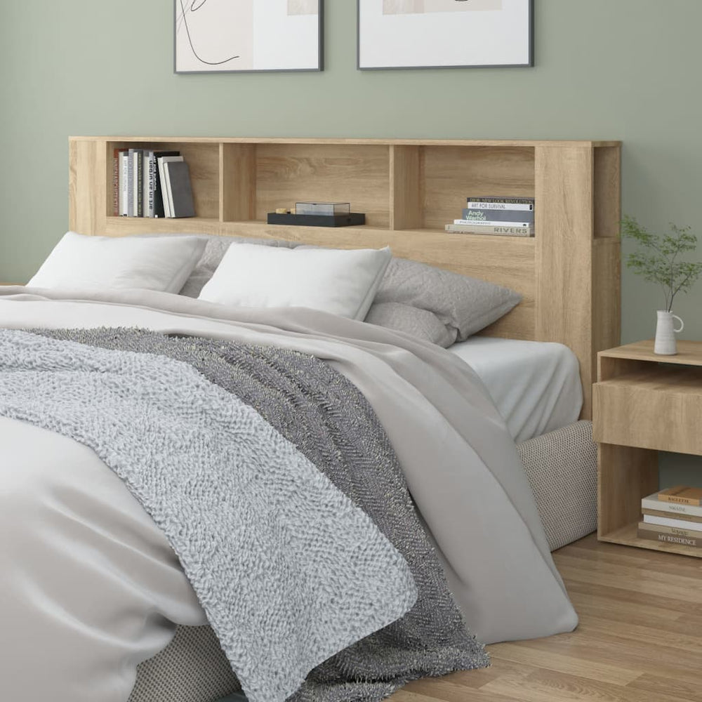 vidaXL Headboard with Storage Sonoma Oak 200x18.5x104.5 cm