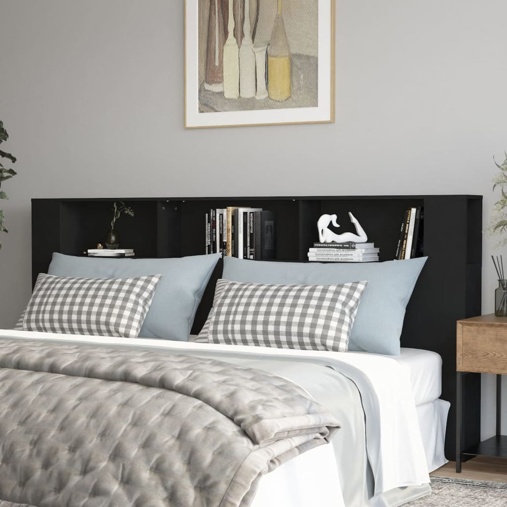 vidaXL Headboard with Storage Black 220x18.5x104.5 cm