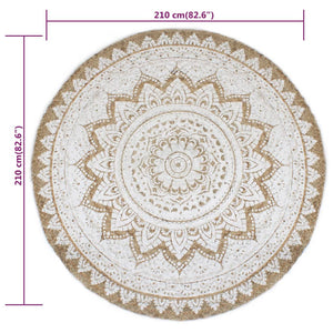 Geflochtener Jute Teppich, 210 cm Rund