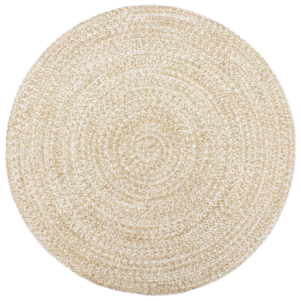 Handgefertigter Jute Teppich, Weiß/Braun, 180cm