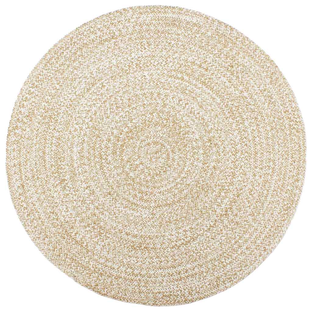 Handgefertigter Jute Teppich Weiß Braun 210 cm