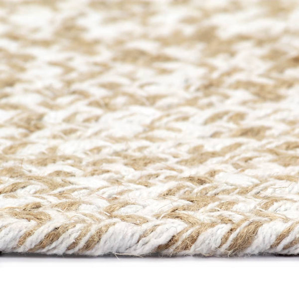 Handgefertigter Jute Teppich Weiß Braun 210 cm
