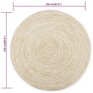 Handgefertigter Jute Teppich Weiß Braun 210 cm