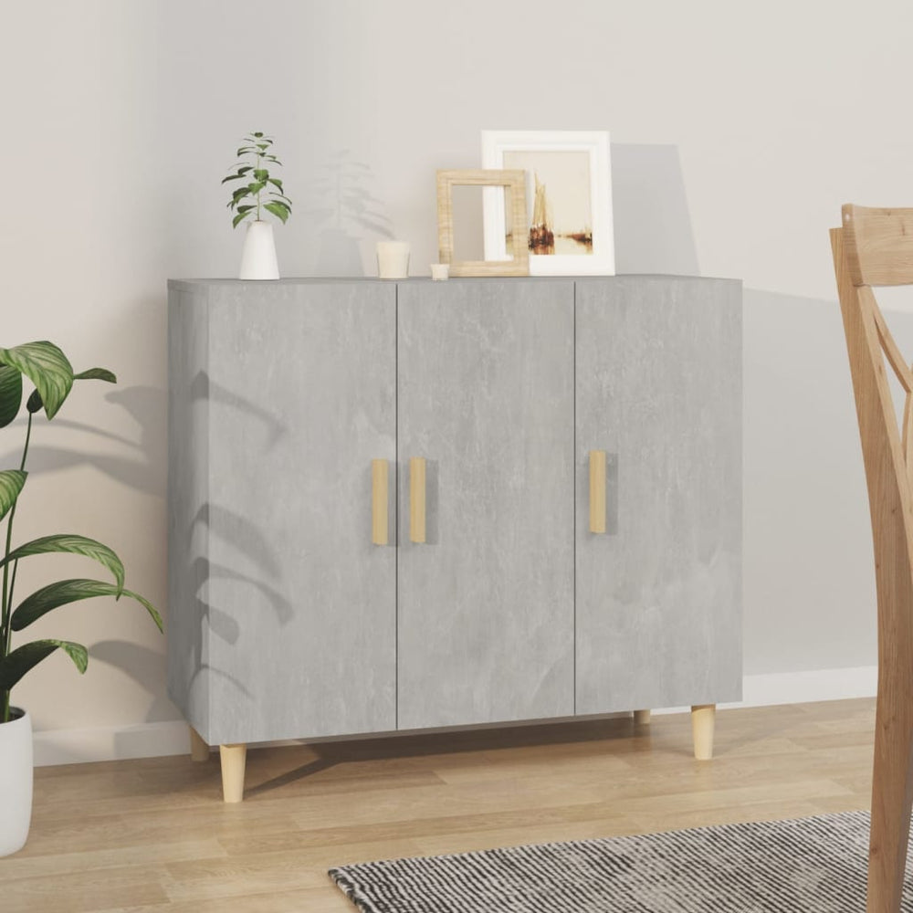 vidaXL Sideboard Concrete Gray 90x34x80 cm Engineered Wood