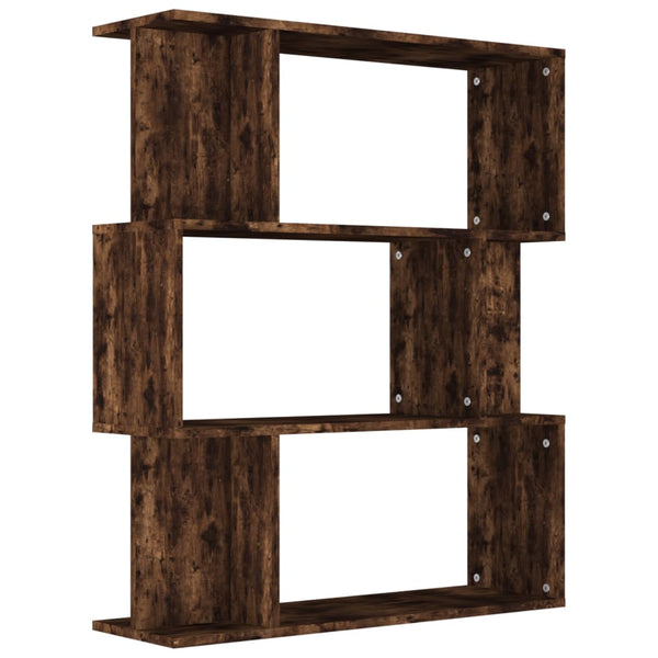 vidaXL Bookshelf/Room Divider Smoked Oak 80x24x96 cm Engineered Wood