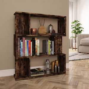 vidaXL Bookshelf/Room Divider Smoked Oak 80x24x96 cm Engineered Wood