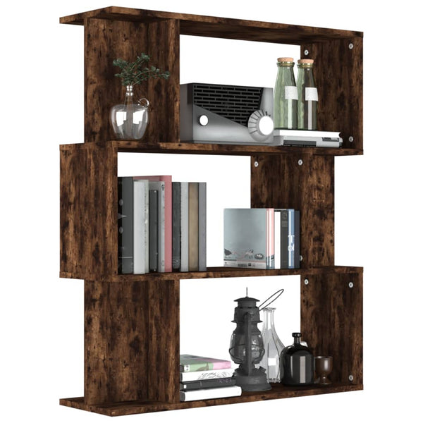 vidaXL Bookshelf/Room Divider Smoked Oak 80x24x96 cm Engineered Wood