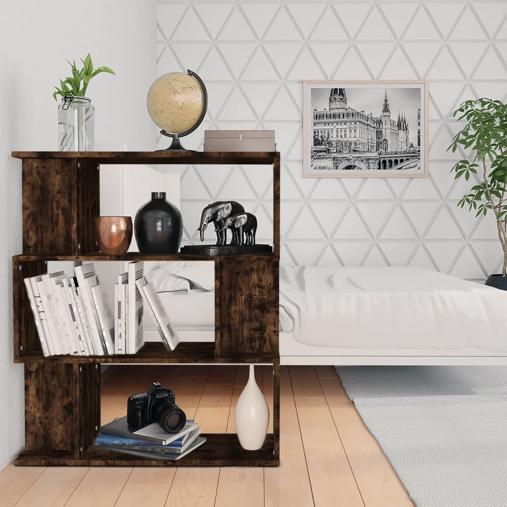 vidaXL Bookshelf/Room Divider Smoked Oak 80x24x96 cm Engineered Wood