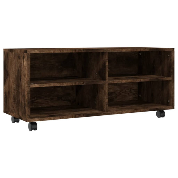 vidaXL TV Cabinet with Wheels Smoked Oak 90x35x35 cm Engineered Wood