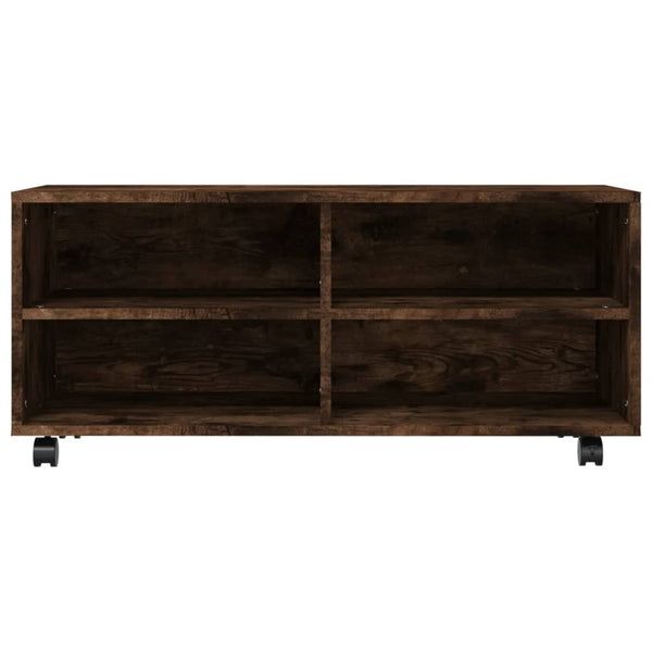 vidaXL TV Cabinet with Wheels Smoked Oak 90x35x35 cm Engineered Wood