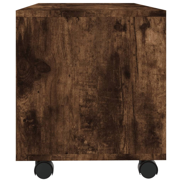 vidaXL TV Cabinet with Wheels Smoked Oak 90x35x35 cm Engineered Wood