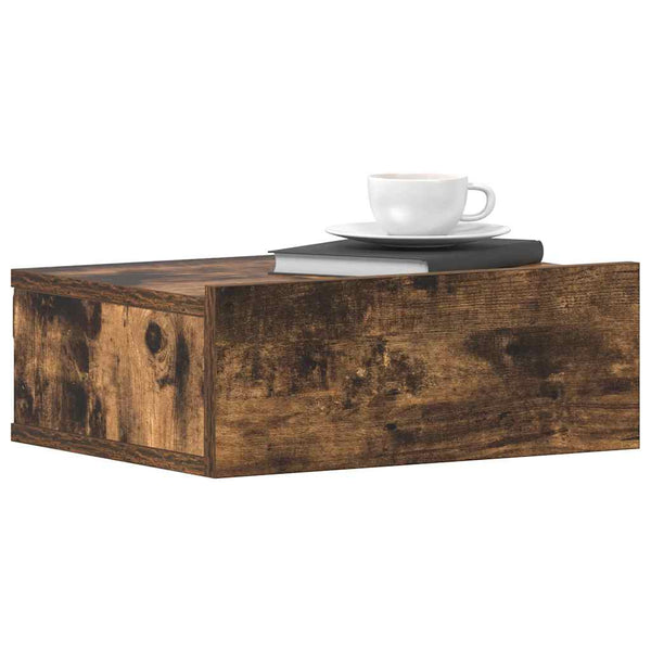 vidaXL Floating Nightstand 2 pcs Smoked Oak 40x30x15 cm Engineered Wood