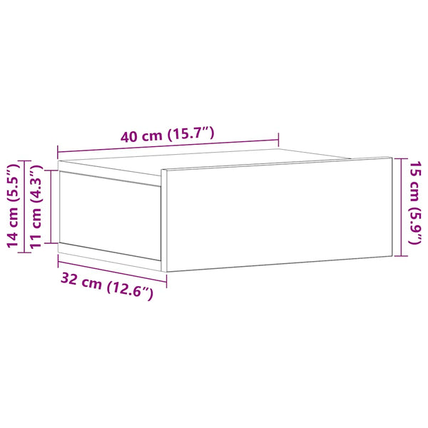 vidaXL Wall-Mounted Nightstands 2 pcs. Sonoma Grey 40x30x15 cm