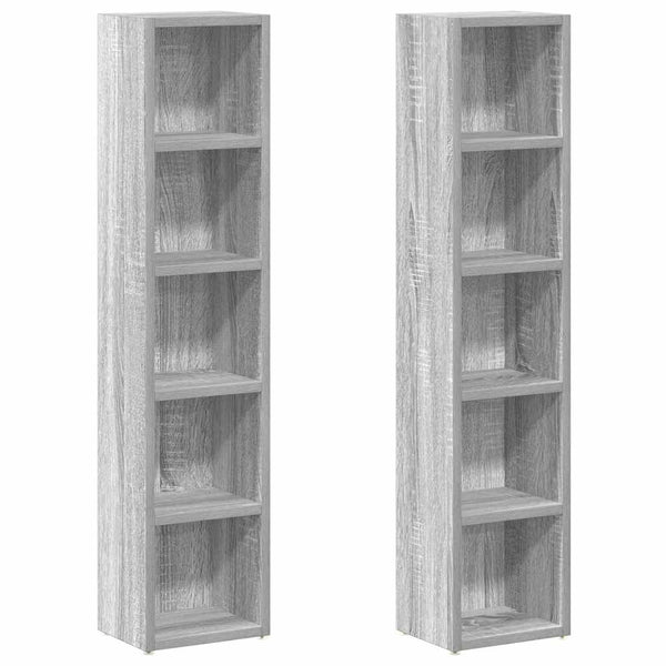 vidaXL CD Cabinets 2 pcs. Grey Sonoma 21x16x93.5 cm Engineered Wood