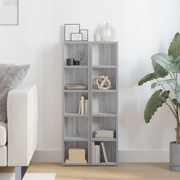 vidaXL CD Cabinets 2 pcs. Grey Sonoma 21x16x93.5 cm Engineered Wood