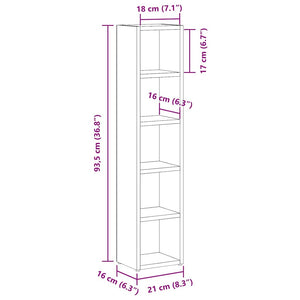 vidaXL CD Cabinets 2 pcs. Grey Sonoma 21x16x93.5 cm Engineered Wood